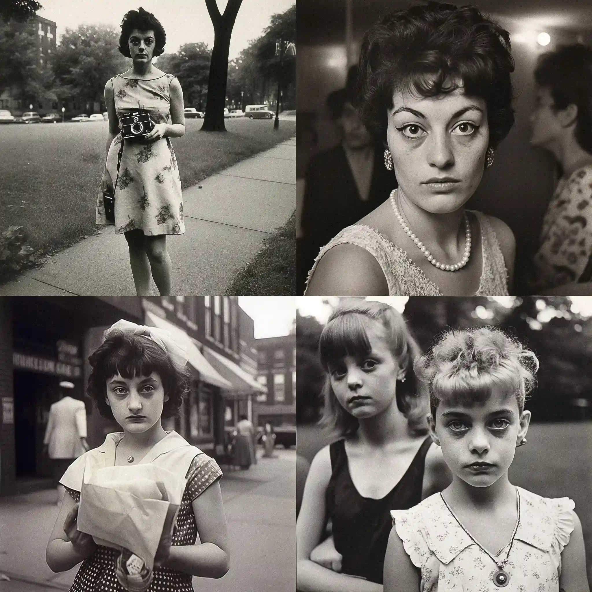 黛安·阿巴斯 diane arbus风格midjourney AI绘画作品 -黛安·阿巴斯 diane arbus风格midjourney AI绘画作品
