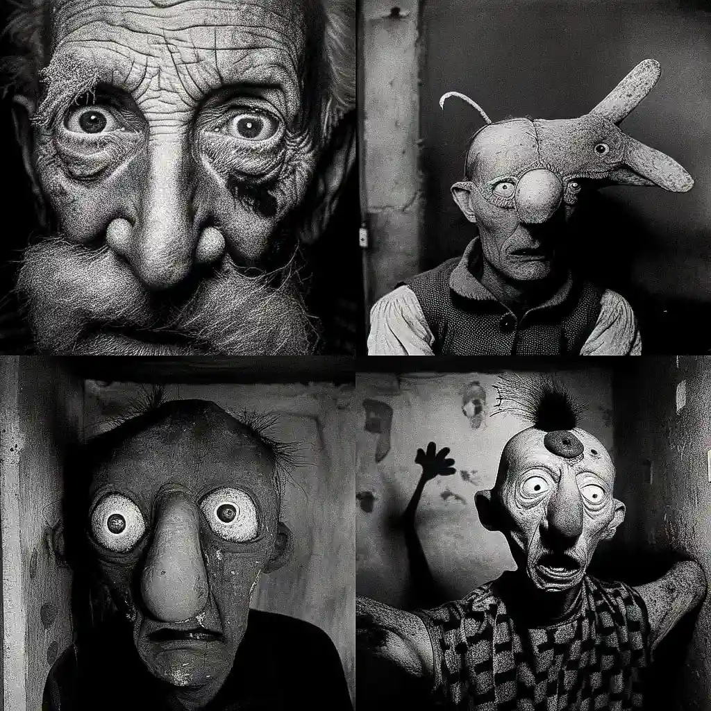 罗杰·巴伦 roger ballen风格midjourney AI绘画作品 -罗杰·巴伦 roger ballen风格midjourney AI绘画作品