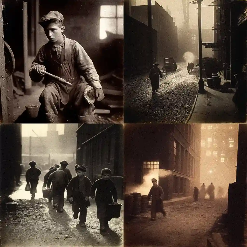 别拉·莱文斯 lewis hine风格midjourney AI绘画作品 -别拉·莱文斯 lewis hine风格midjourney AI绘画作品