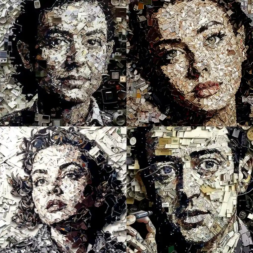 维克·穆尼兹 vik muniz风格midjourney AI绘画作品 -维克·穆尼兹 vik muniz风格midjourney AI绘画作品
