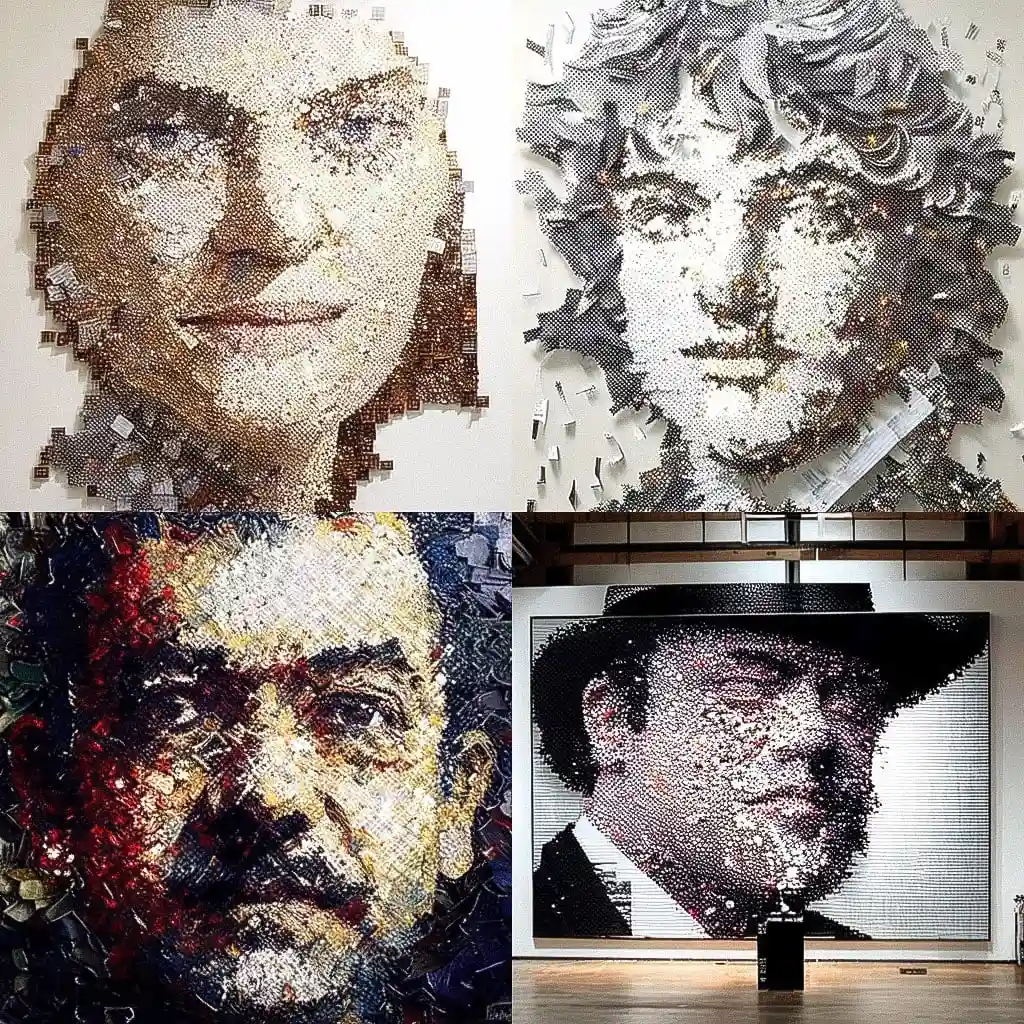 维克·穆尼兹 vik muniz风格midjourney AI绘画作品 -维克·穆尼兹 vik muniz风格midjourney AI绘画作品