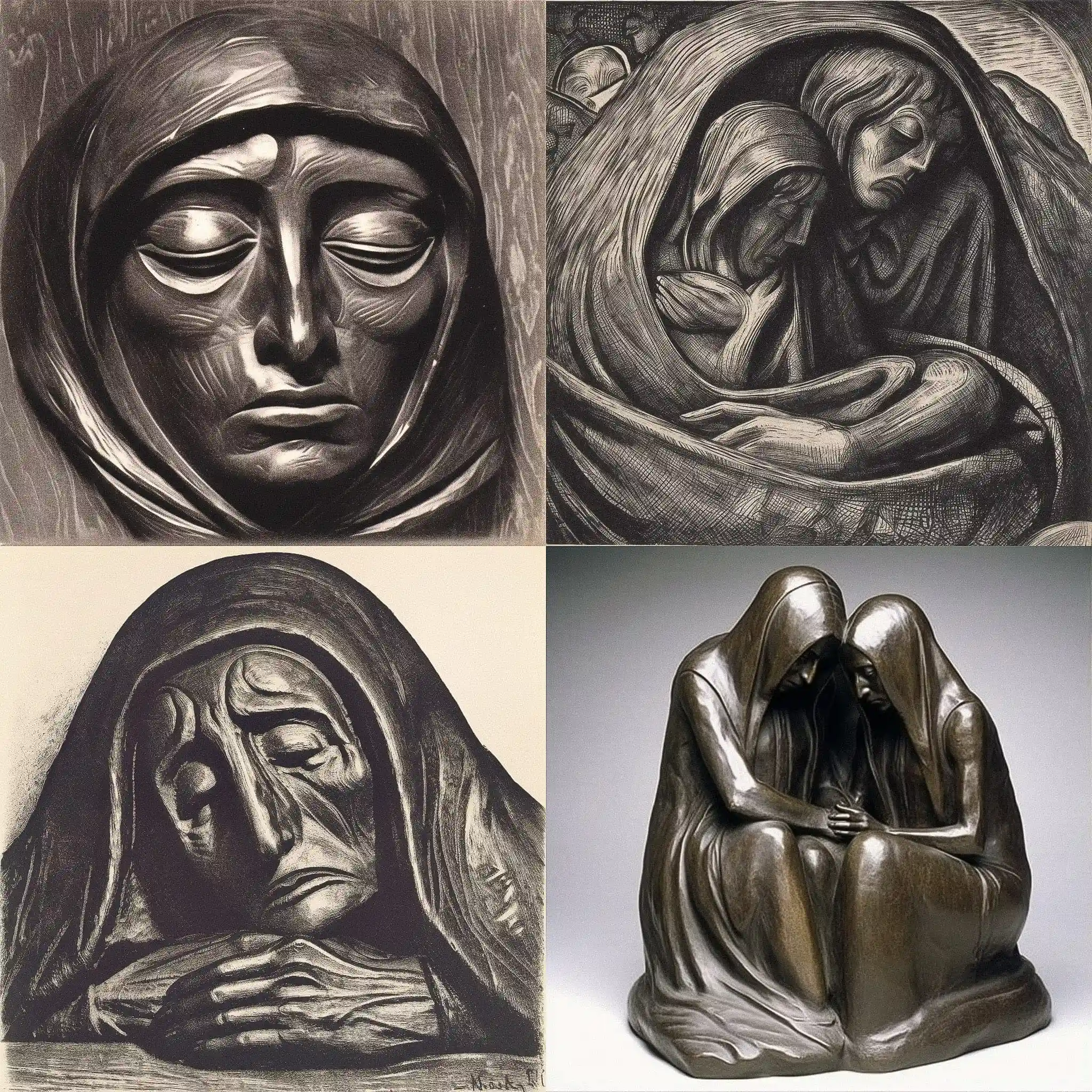 -恩斯特·巴尔拉赫 ernst barlach风格midjourney AI绘画作品