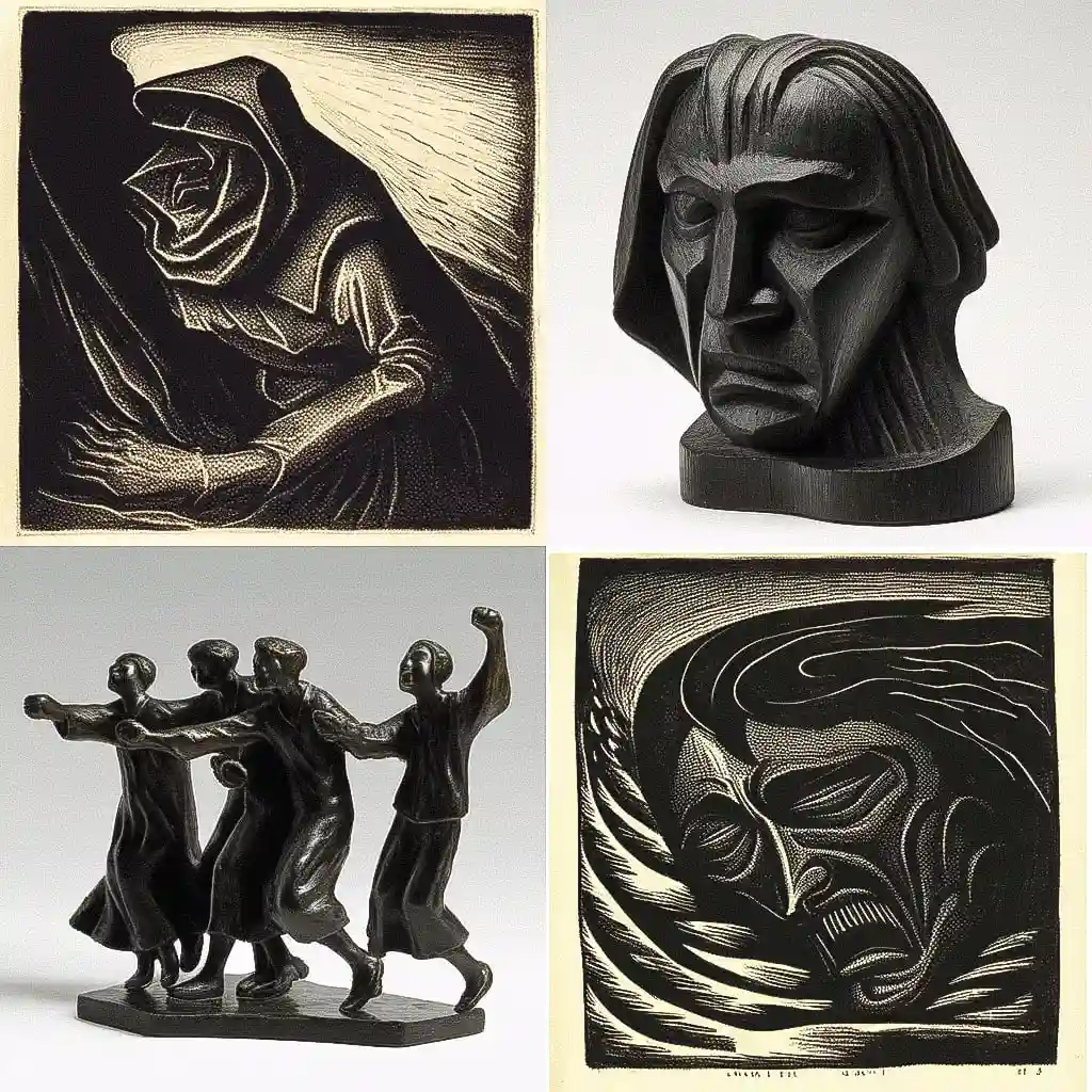 恩斯特·巴尔拉赫 ernst barlach风格midjourney AI绘画作品 -恩斯特·巴尔拉赫 ernst barlach风格midjourney AI绘画作品