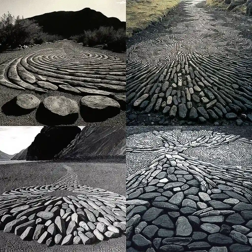 理查德·朗 richard long风格midjourney AI绘画作品 -理查德·朗 richard long风格midjourney AI绘画作品
