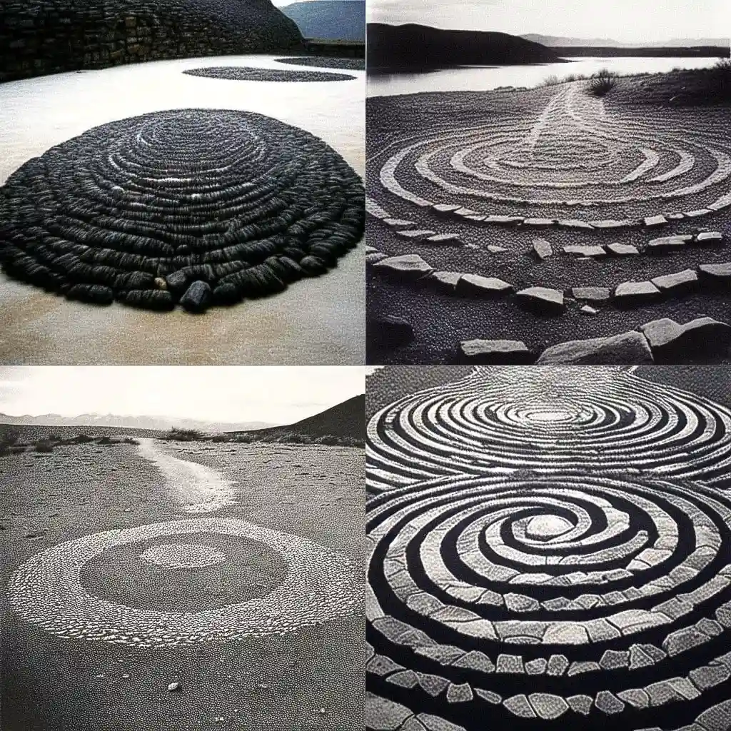 理查德·朗 richard long风格midjourney AI绘画作品 -理查德·朗 richard long风格midjourney AI绘画作品