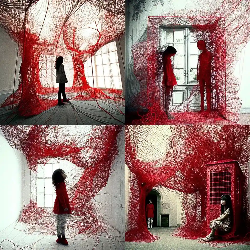 -塩田千春 chiharu shiota风格midjourney AI绘画作品