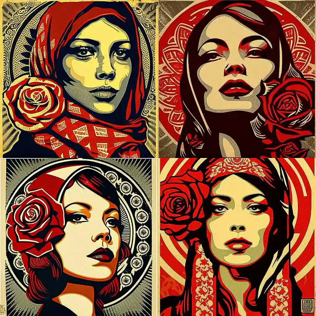 -谢泼德·费里 shepard fairey风格midjourney AI绘画作品