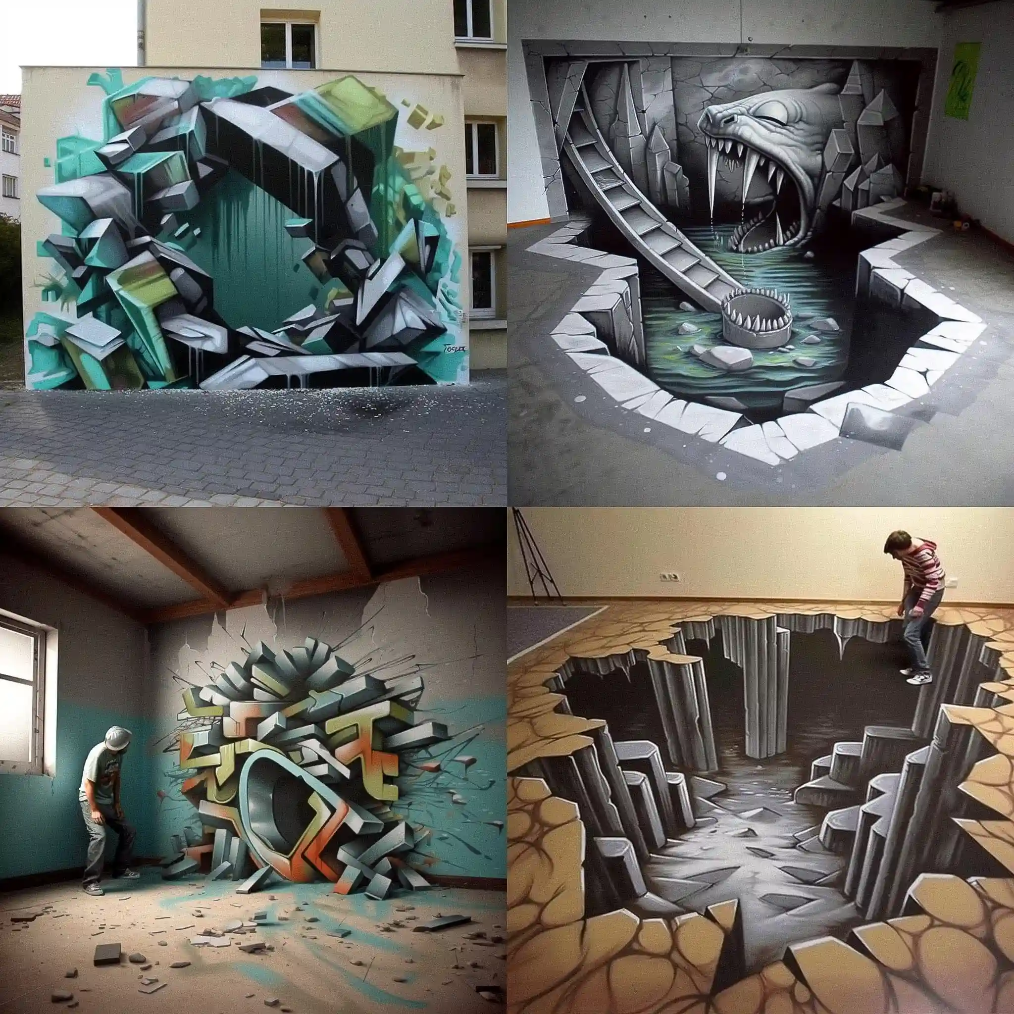 -3D涂鸦 3d graffiti风格midjourney AI绘画作品