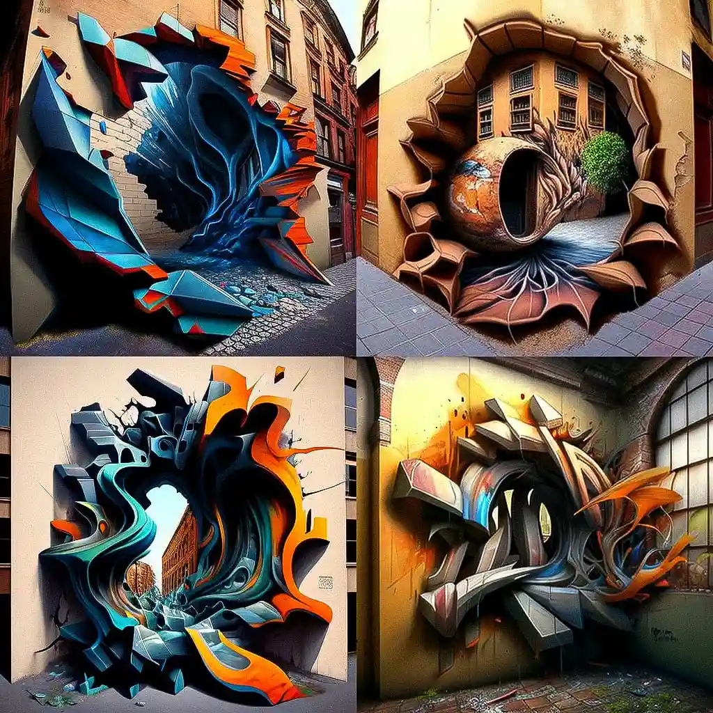 -3D涂鸦 3d graffiti风格midjourney AI绘画作品