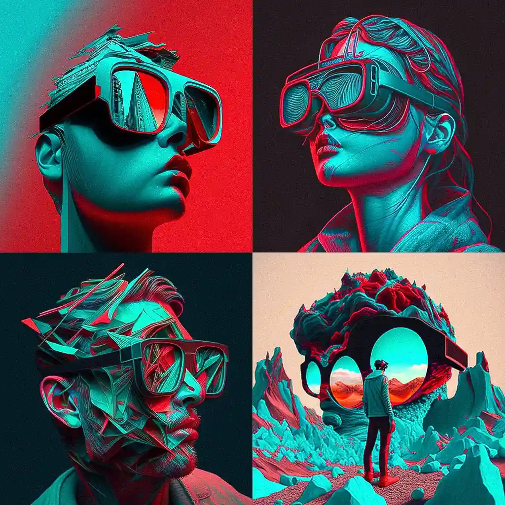 立体眼镜照片 anaglyph风格midjourney AI绘画作品 -立体眼镜照片 anaglyph风格midjourney AI绘画作品