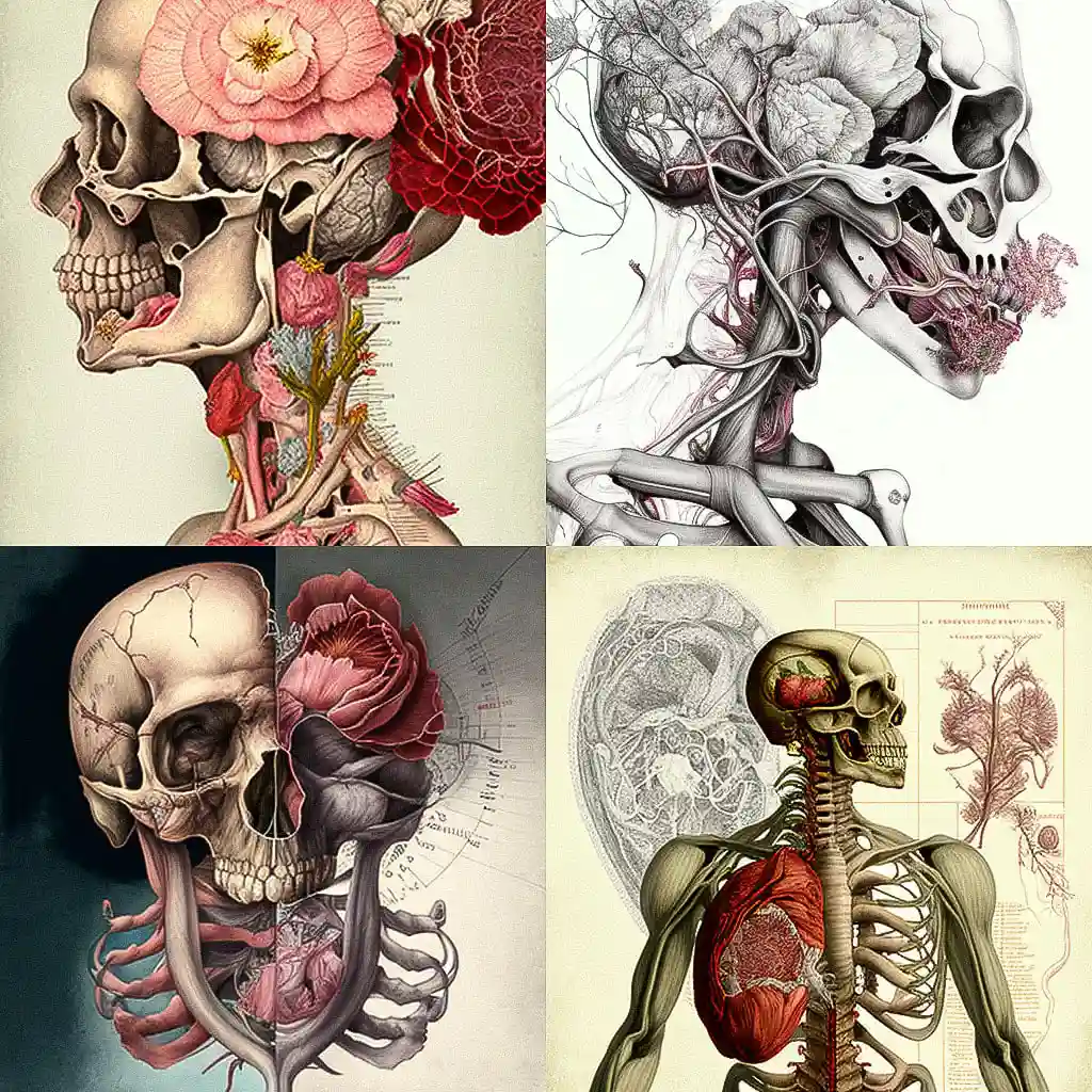 -解剖插图 anatomical illustration风格midjourney AI绘画作品