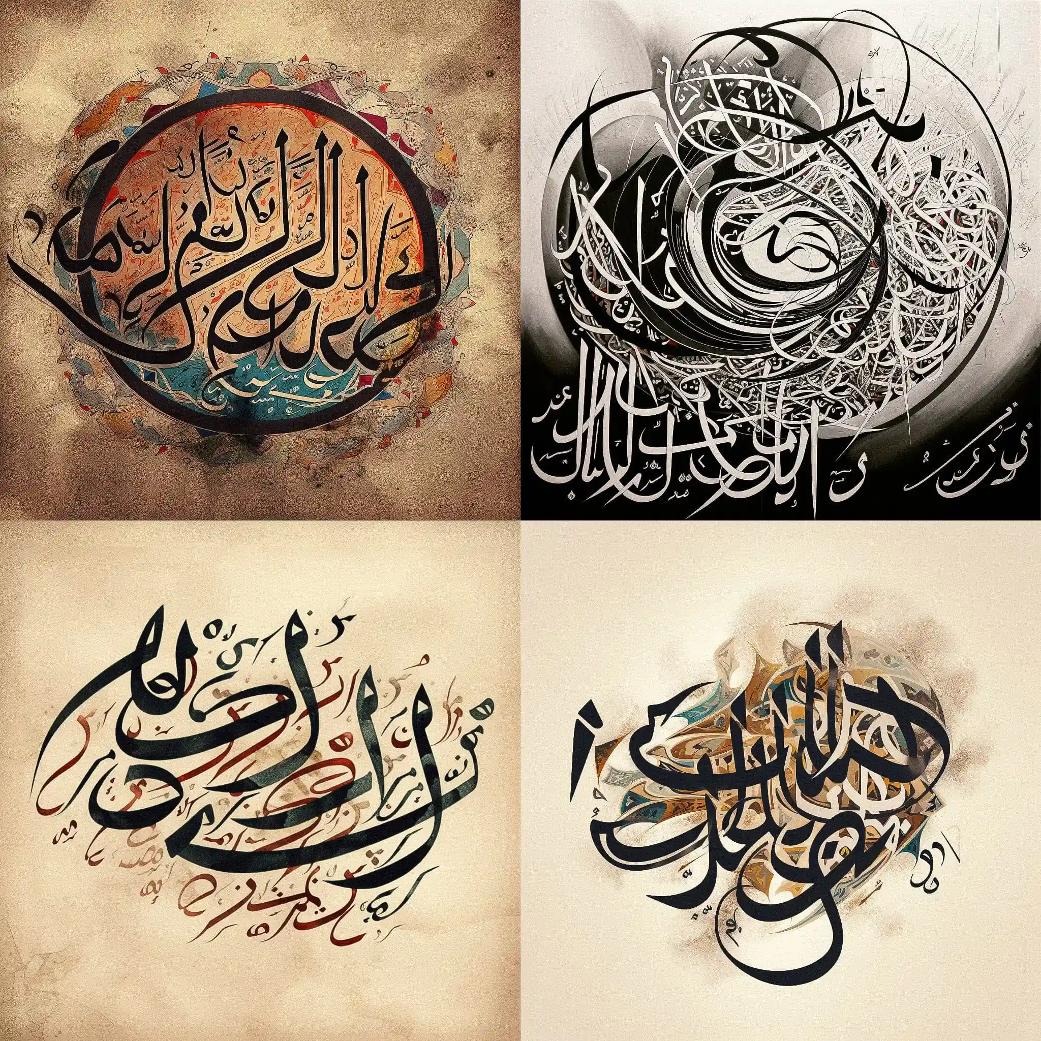 -阿拉伯笔迹 arabic calligraphy风格midjourney AI绘画作品