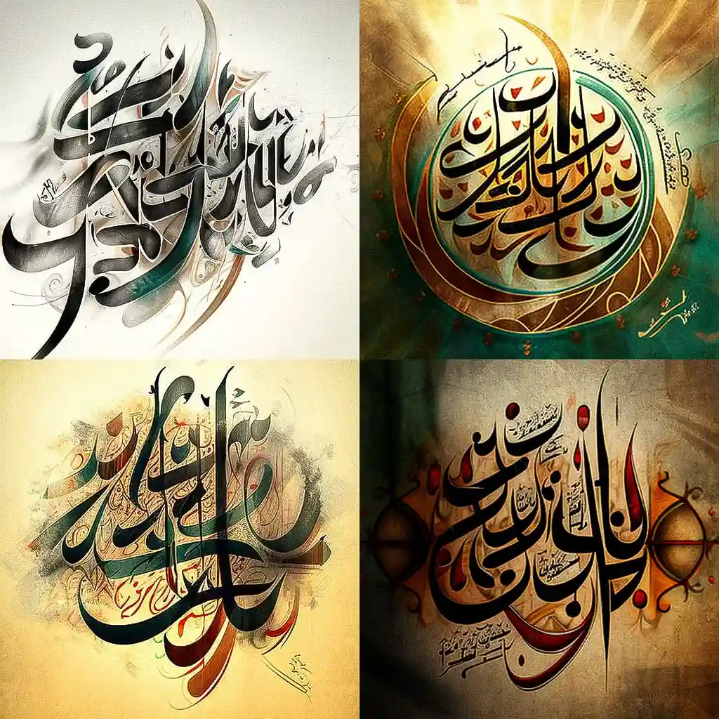 -阿拉伯笔迹 arabic calligraphy风格midjourney AI绘画作品