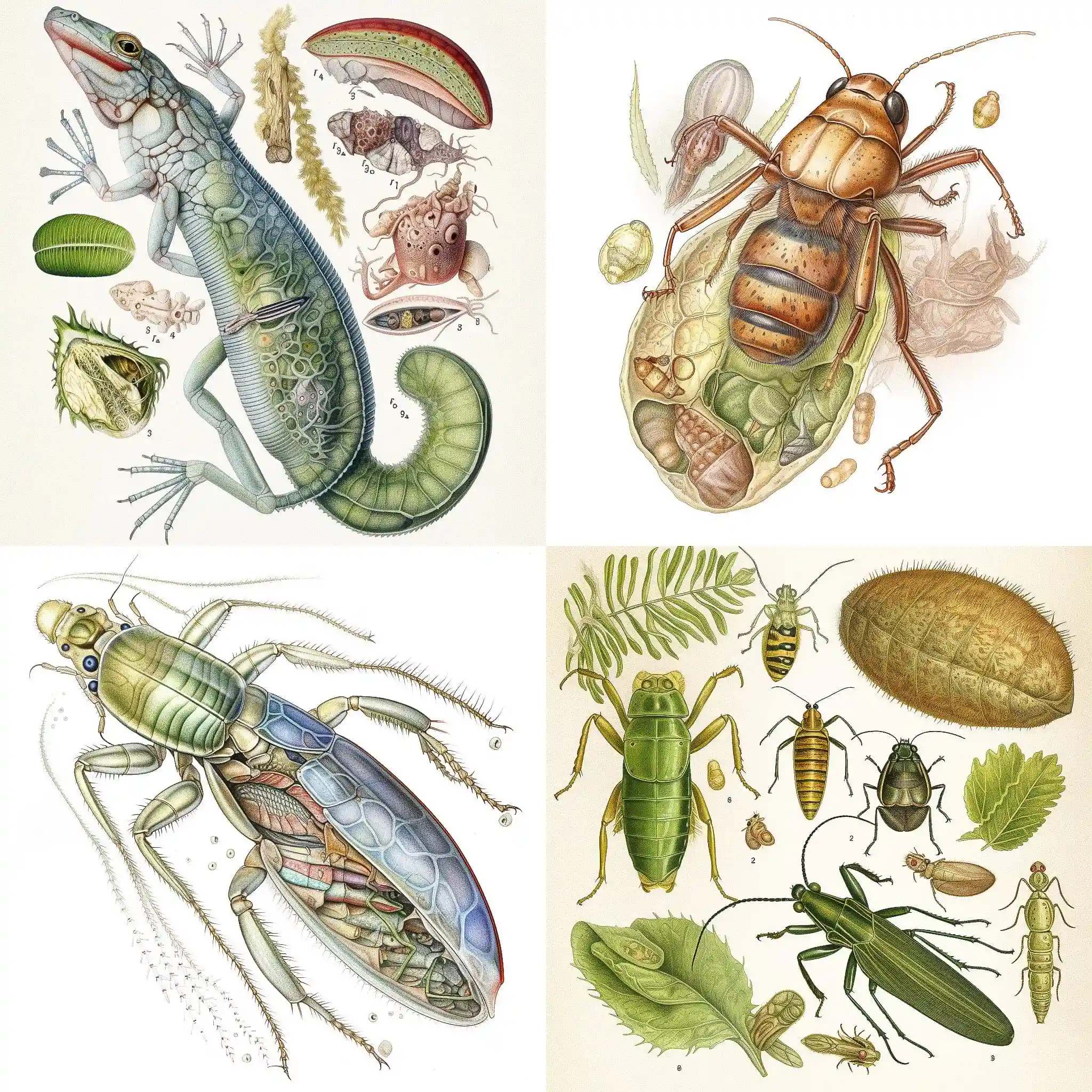 生物插图 biological illustration风格midjourney AI绘画作品 -生物插图 biological illustration风格midjourney AI绘画作品