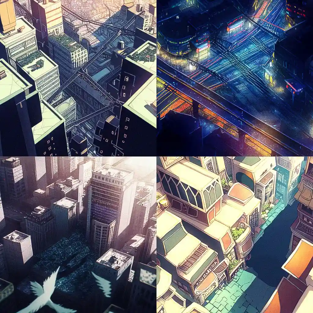 鸟瞰图 birds eye view风格midjourney AI绘画作品 -鸟瞰图 birds eye view风格midjourney AI绘画作品