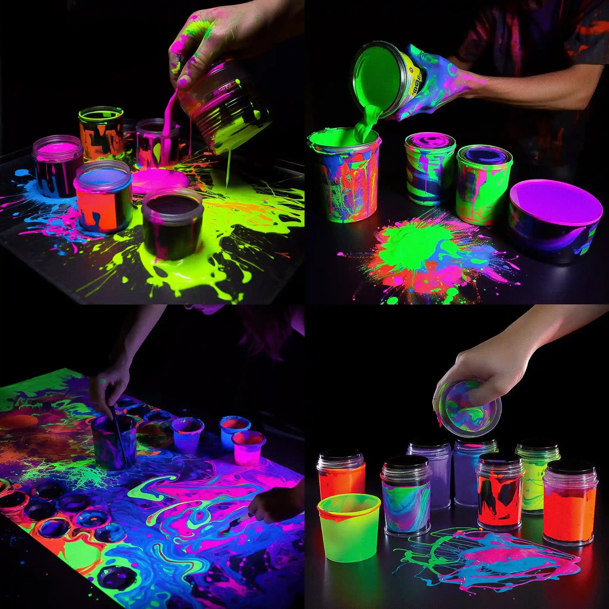 黑光颜料 blacklight paint风格midjourney AI绘画作品 -黑光颜料 blacklight paint风格midjourney AI绘画作品