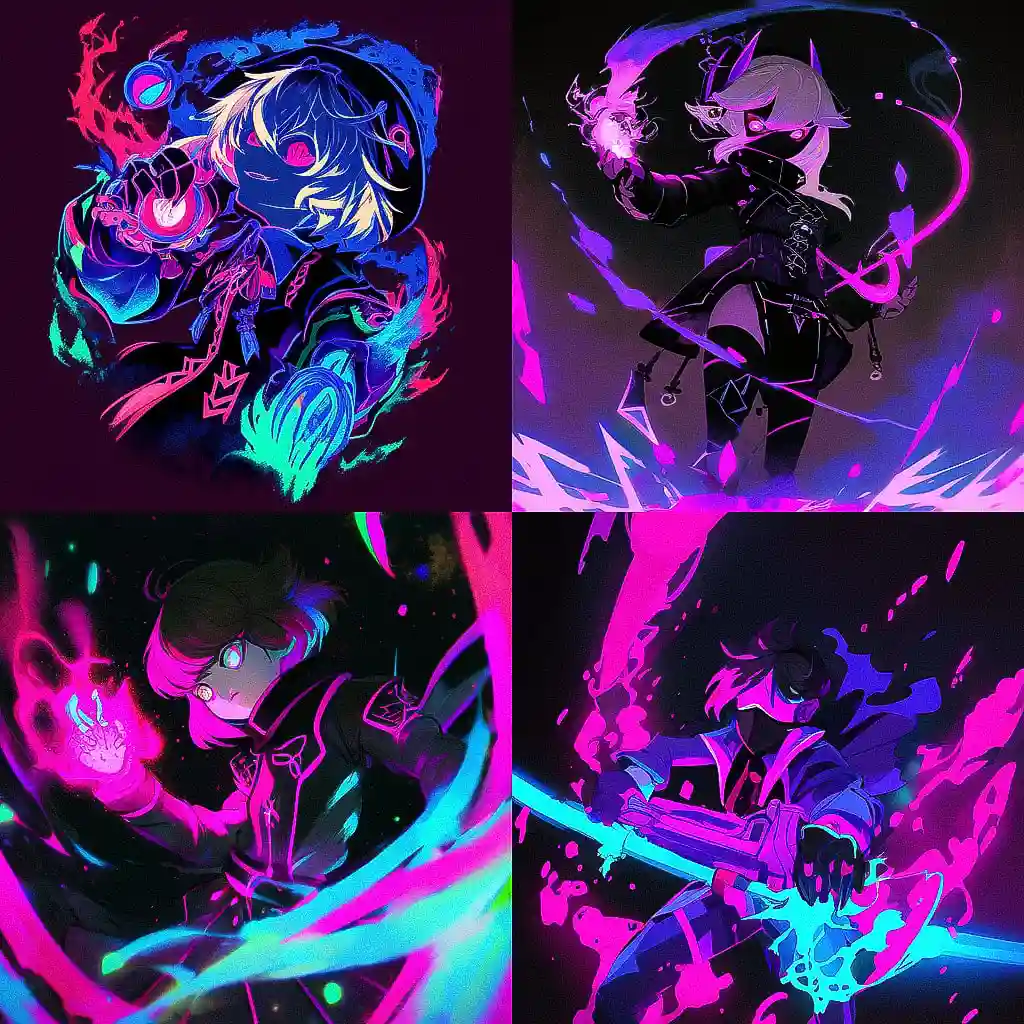 黑光颜料 blacklight paint风格midjourney AI绘画作品 -黑光颜料 blacklight paint风格midjourney AI绘画作品