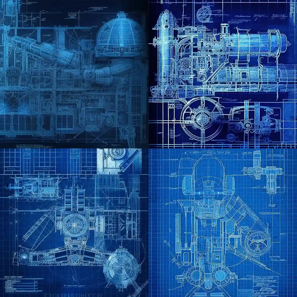 蓝图 blueprint风格midjourney AI绘画作品 -蓝图 blueprint风格midjourney AI绘画作品