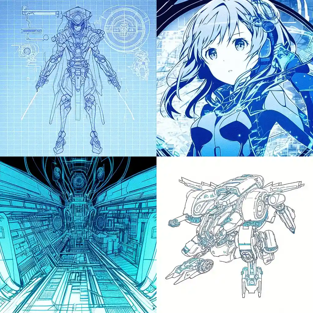 蓝图 blueprint风格midjourney AI绘画作品 -蓝图 blueprint风格midjourney AI绘画作品