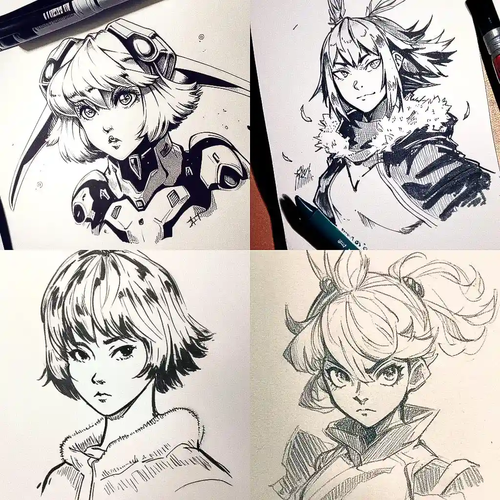 毛笔画 brush pen drawing风格midjourney AI绘画作品 -毛笔画 brush pen drawing风格midjourney AI绘画作品