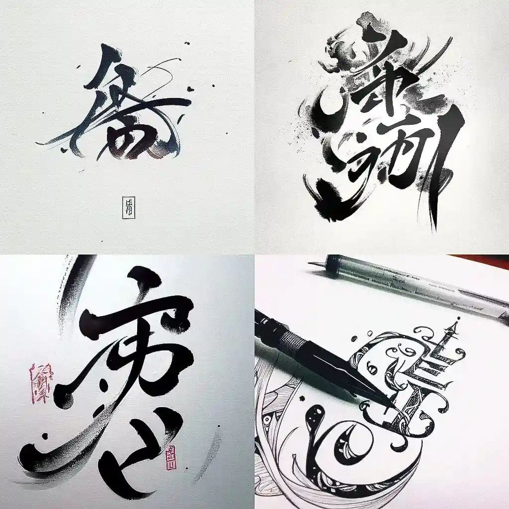 -书法 calligraphy风格midjourney AI绘画作品