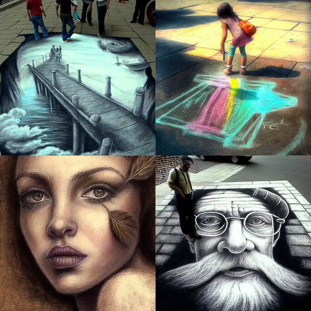 -粉笔画 chalk drawing风格midjourney AI绘画作品