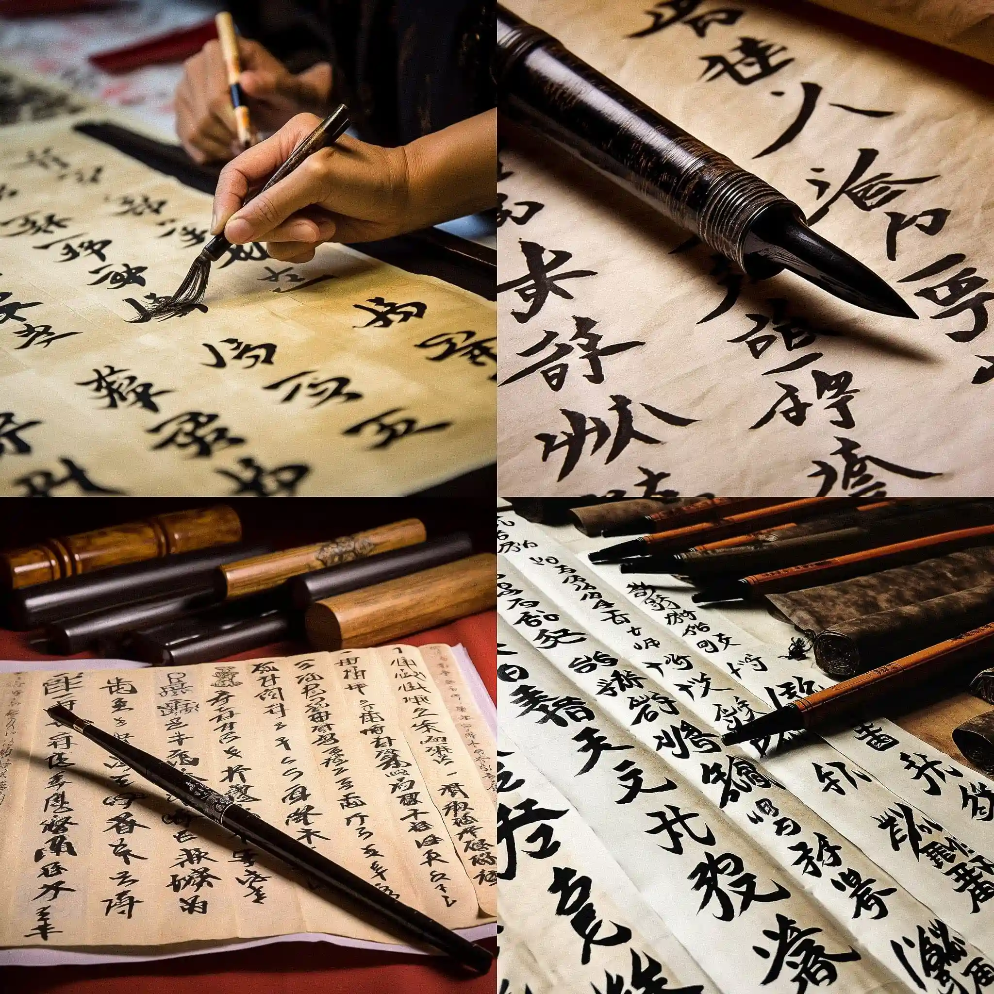 -中国书法 chinese calligraphy风格midjourney AI绘画作品