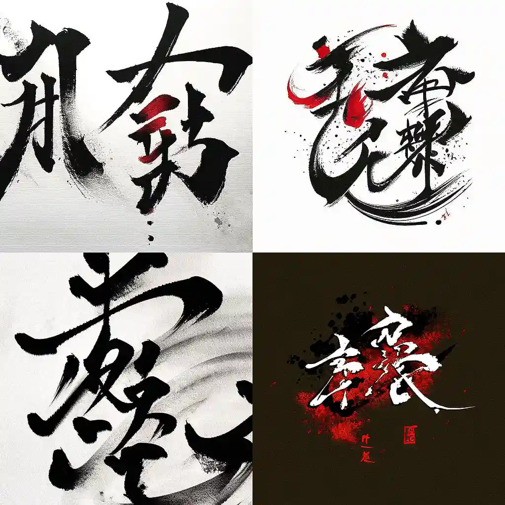 -中国书法 chinese calligraphy风格midjourney AI绘画作品