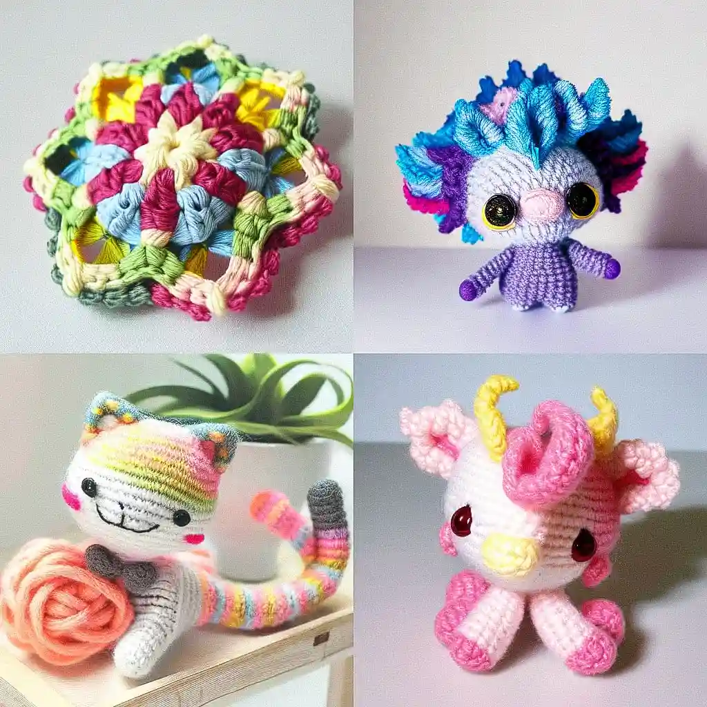 钩针编织 crocheted风格midjourney AI绘画作品 -钩针编织 crocheted风格midjourney AI绘画作品