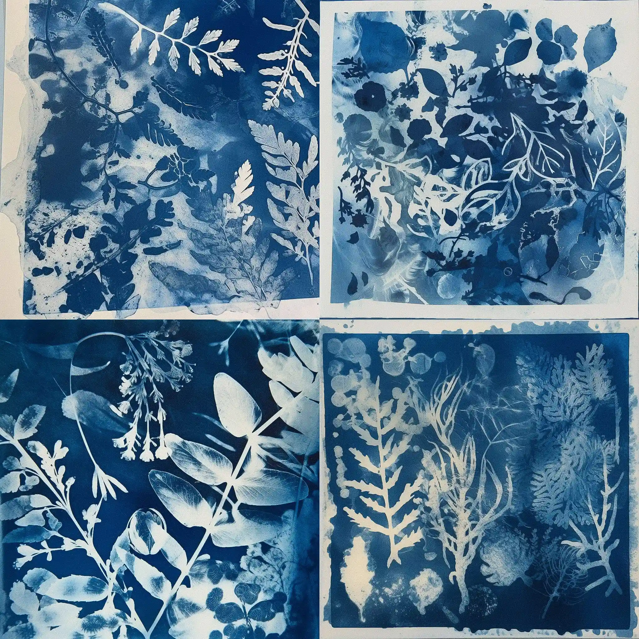 -蓝图照片 cyanotype print风格midjourney AI绘画作品