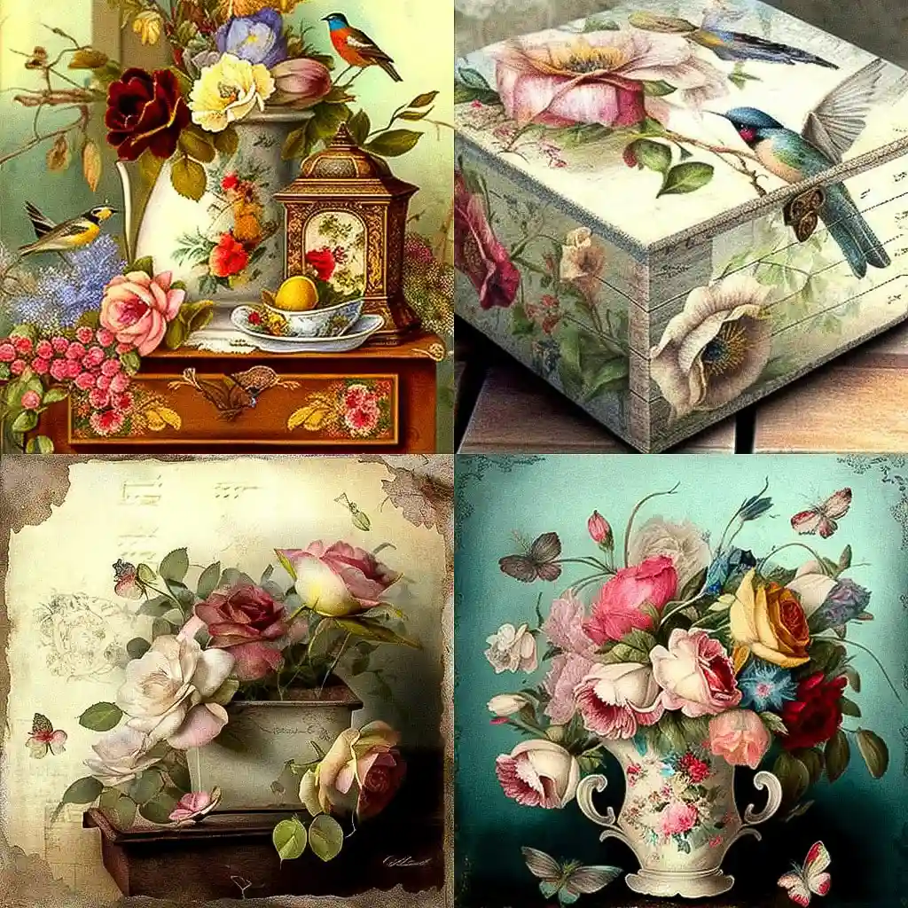 拼贴艺术 decoupage风格midjourney AI绘画作品 -拼贴艺术 decoupage风格midjourney AI绘画作品