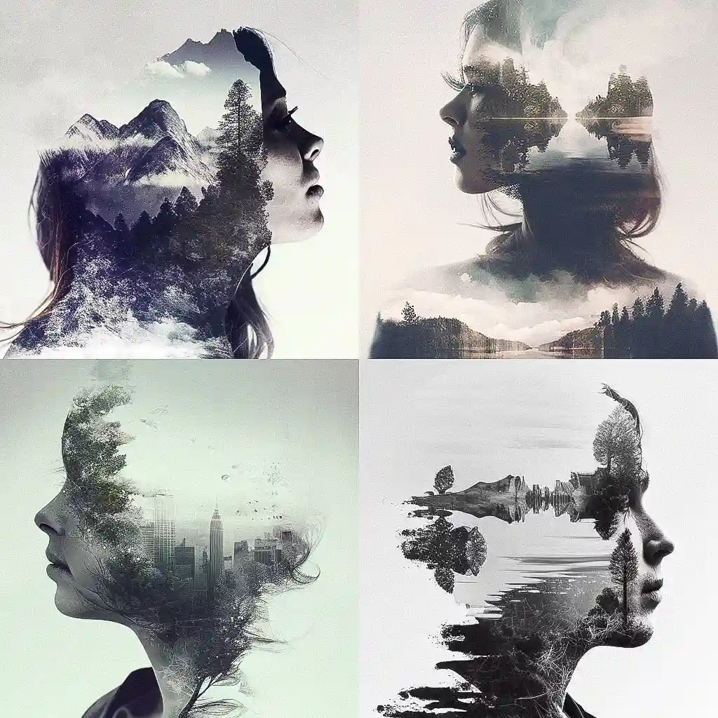 双重曝光照片 double exposure风格midjourney AI绘画作品 -双重曝光照片 double exposure风格midjourney AI绘画作品