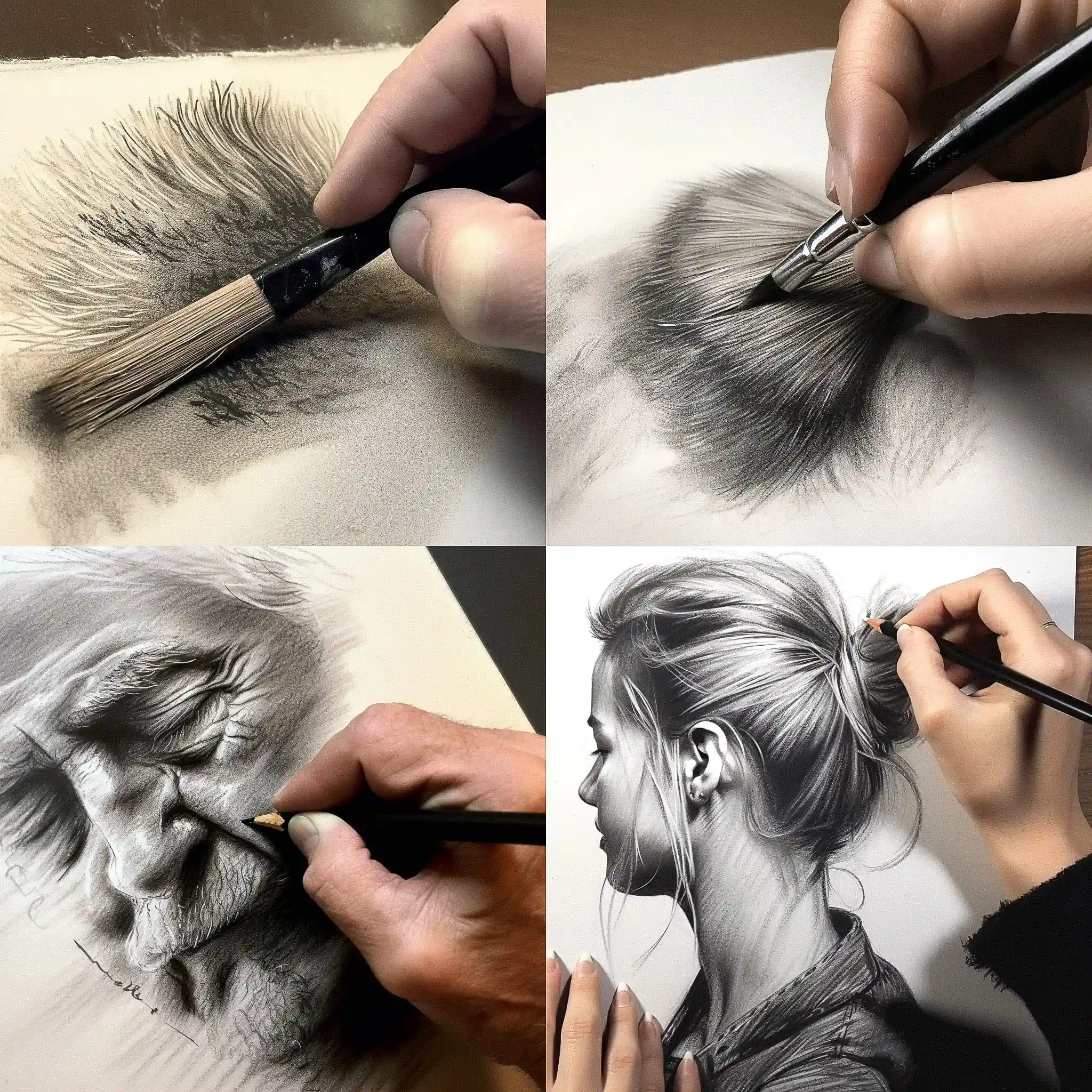 -干刷画 dry brush drawing风格midjourney AI绘画作品