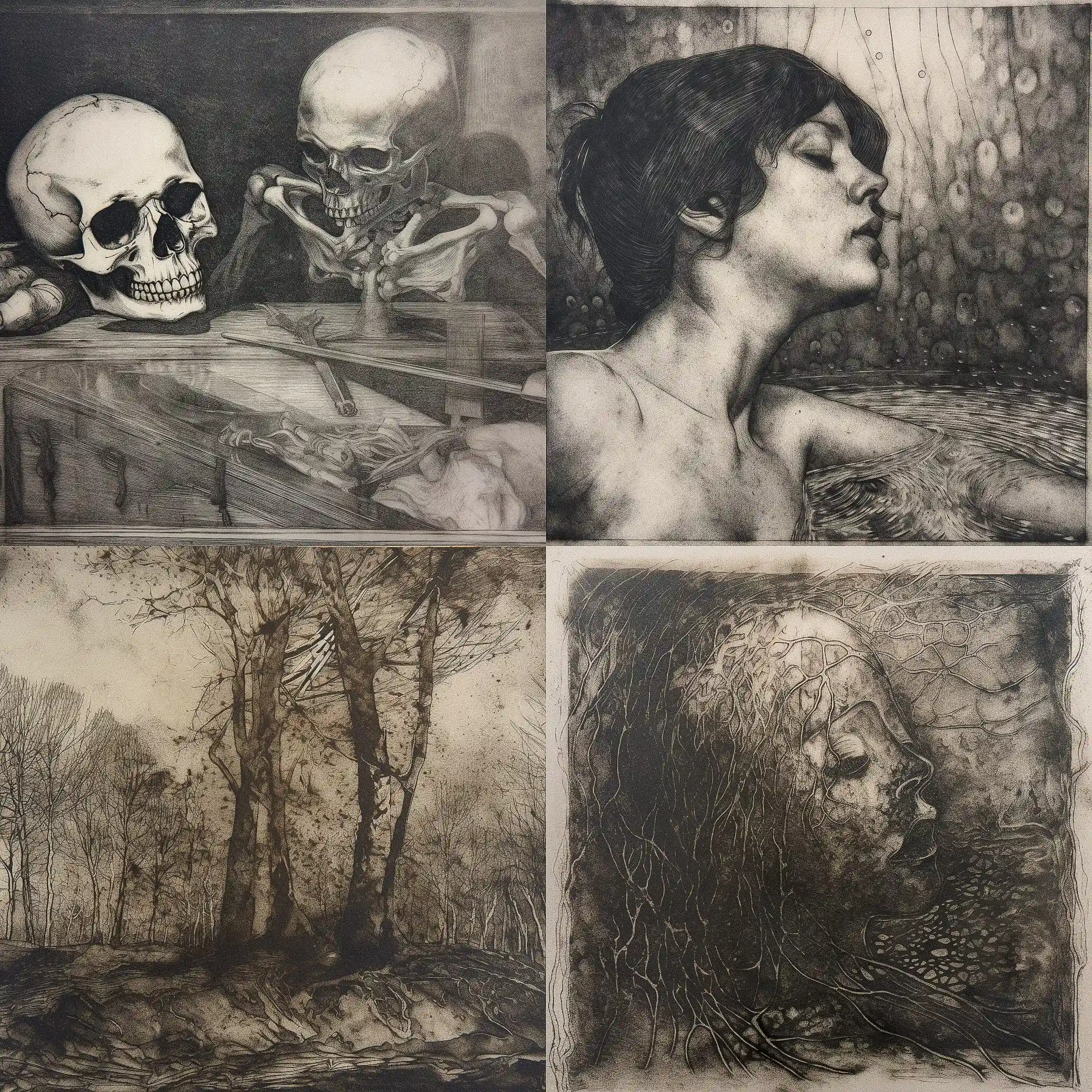 蚀刻 etching风格midjourney AI绘画作品 -蚀刻 etching风格midjourney AI绘画作品