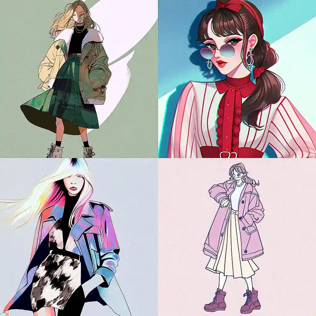 时尚插画 fashion illustration风格midjourney AI绘画作品 -时尚插画 fashion illustration风格midjourney AI绘画作品
