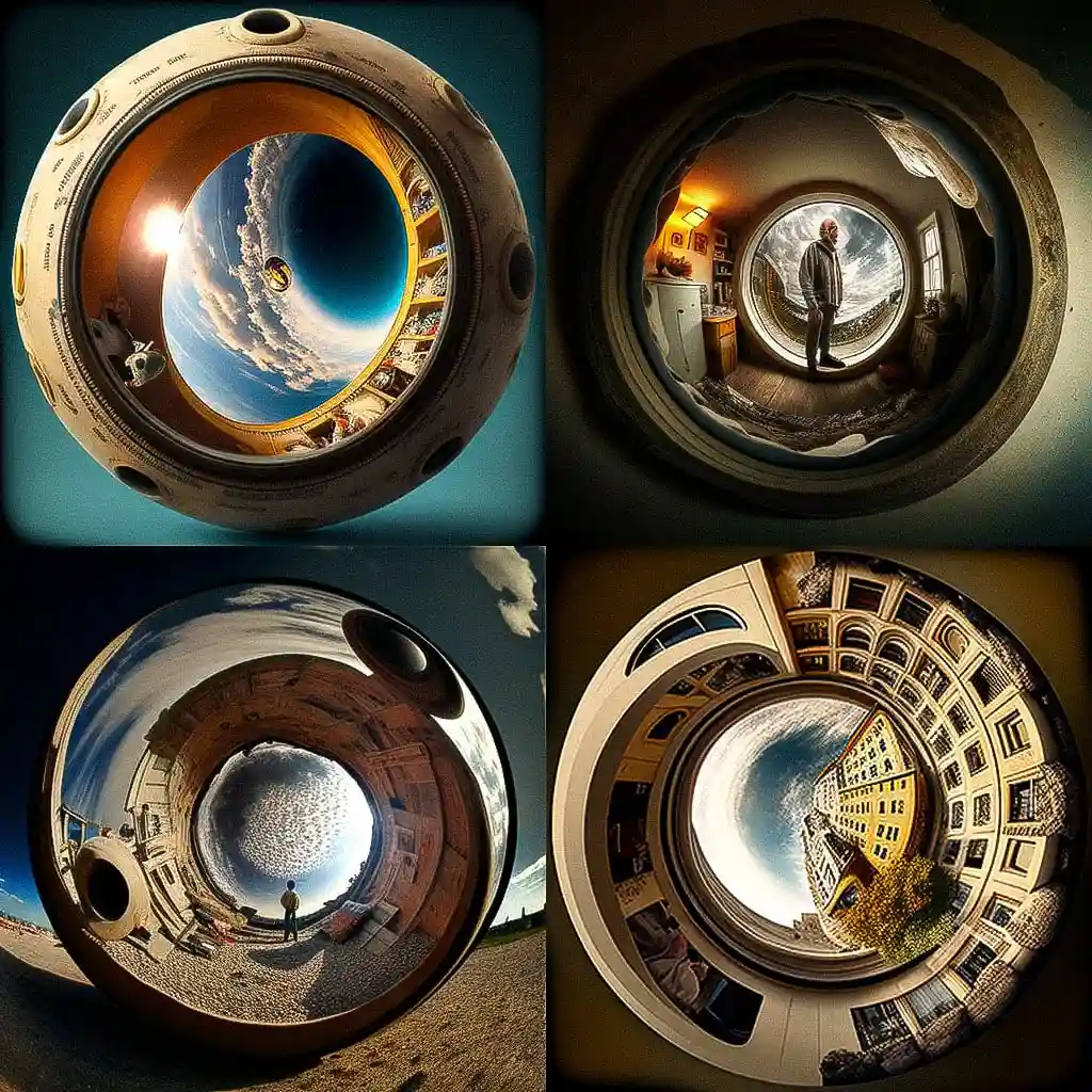 鱼眼镜头 fisheye lens风格midjourney AI绘画作品 -鱼眼镜头 fisheye lens风格midjourney AI绘画作品