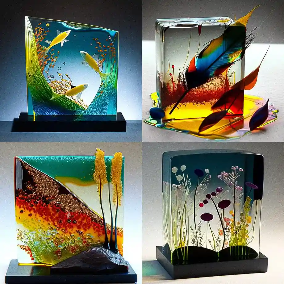 熔融玻璃 fused glass风格midjourney AI绘画作品 -熔融玻璃 fused glass风格midjourney AI绘画作品