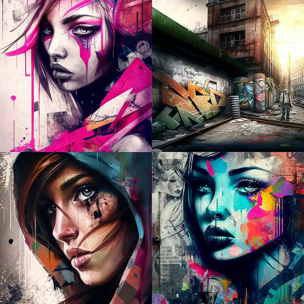 涂鸦 graffiti风格midjourney AI绘画作品 -涂鸦 graffiti风格midjourney AI绘画作品