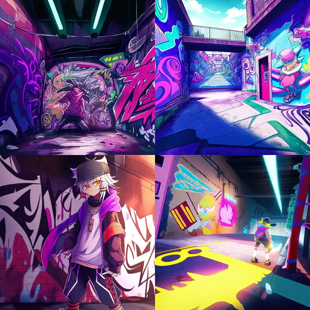 涂鸦 graffiti风格midjourney AI绘画作品 -涂鸦 graffiti风格midjourney AI绘画作品