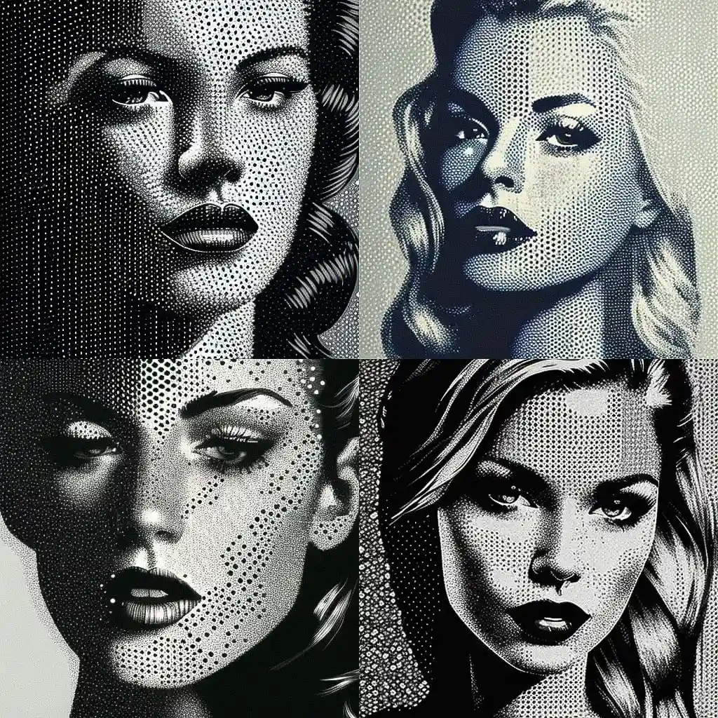 晕网版印刷 halftone print风格midjourney AI绘画作品 -晕网版印刷 halftone print风格midjourney AI绘画作品
