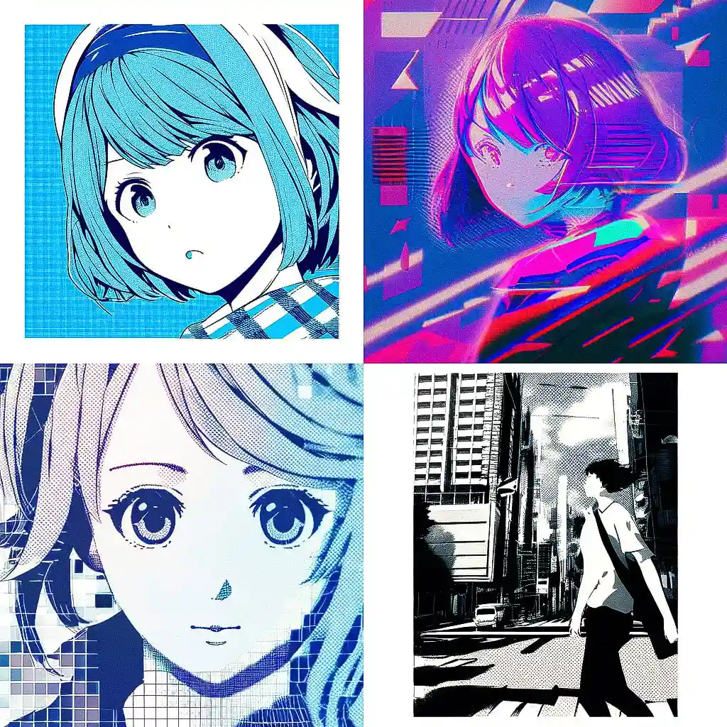 晕网版印刷 halftone print风格midjourney AI绘画作品 -晕网版印刷 halftone print风格midjourney AI绘画作品