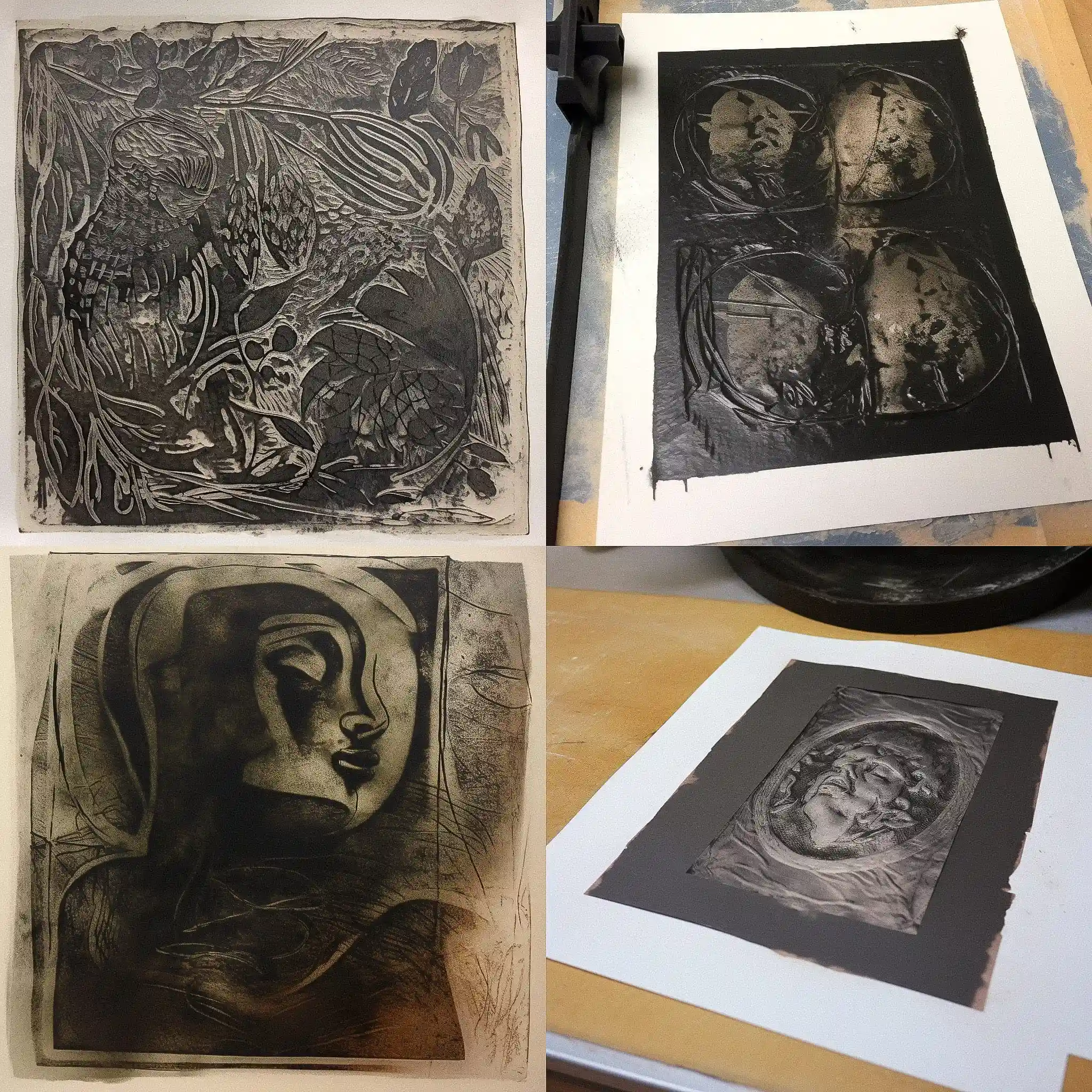 -凹版印刷 intaglio print风格midjourney AI绘画作品