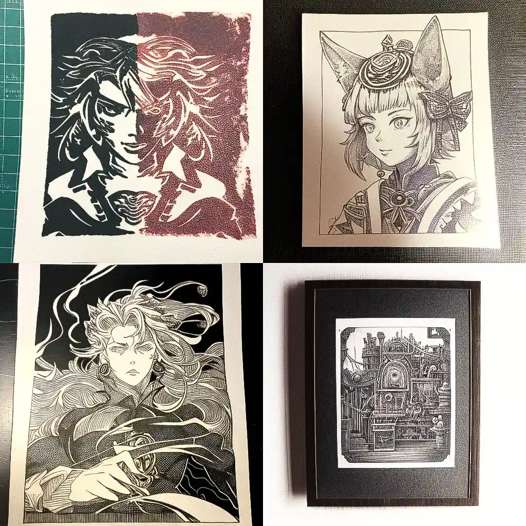 凹版印刷 intaglio print风格midjourney AI绘画作品 -凹版印刷 intaglio print风格midjourney AI绘画作品