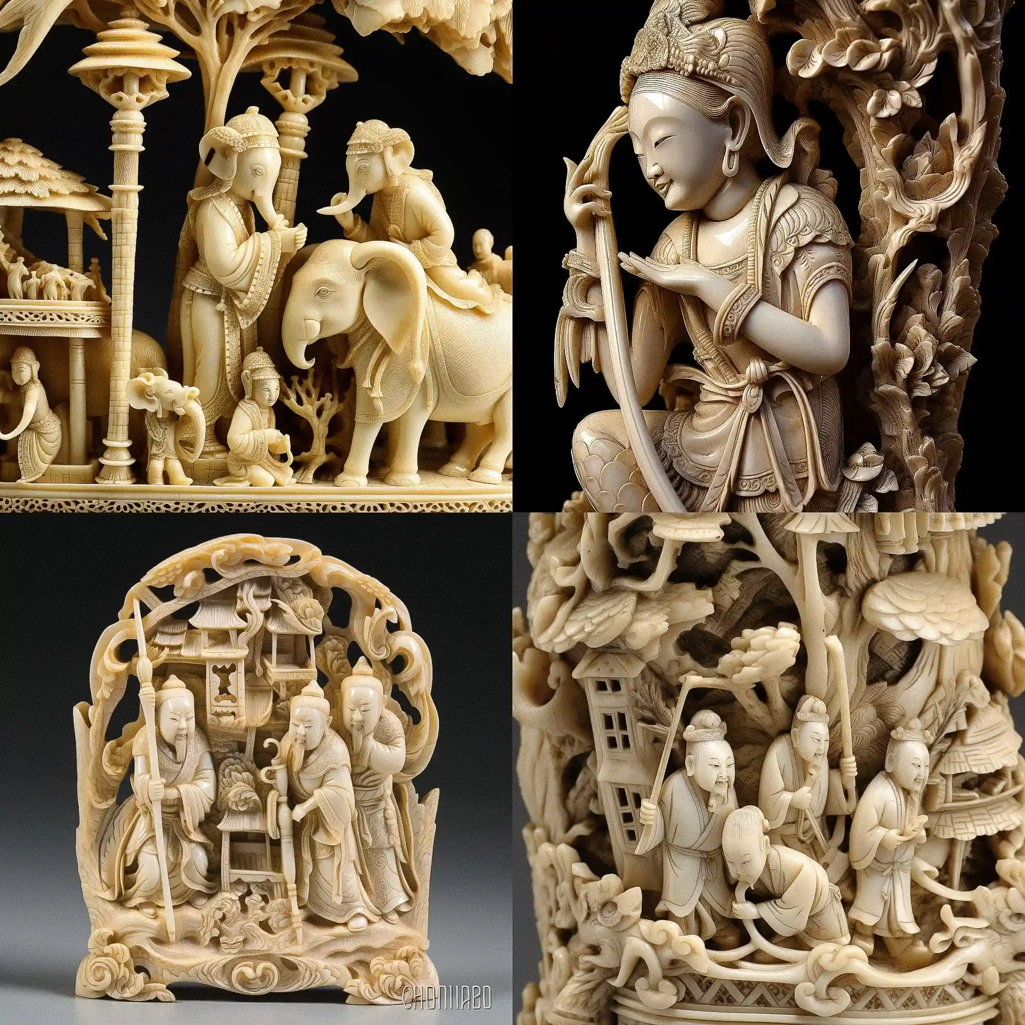 -象牙雕刻 ivory carving风格midjourney AI绘画作品