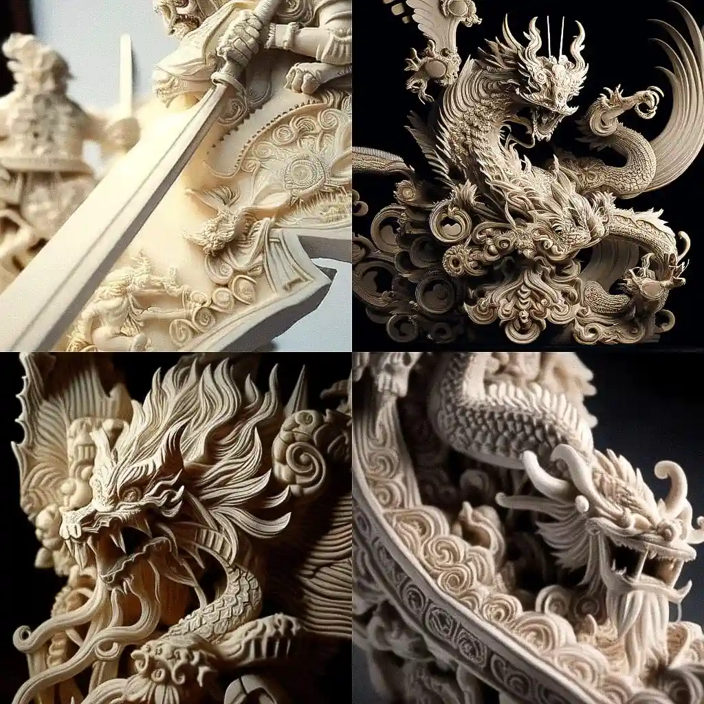 -象牙雕刻 ivory carving风格midjourney AI绘画作品