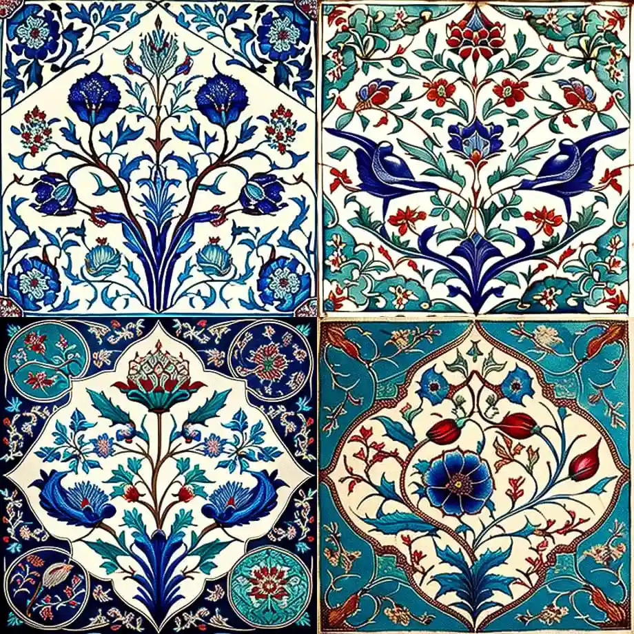 伊兹尼克瓷砖 iznik tiles风格midjourney AI绘画作品 -伊兹尼克瓷砖 iznik tiles风格midjourney AI绘画作品