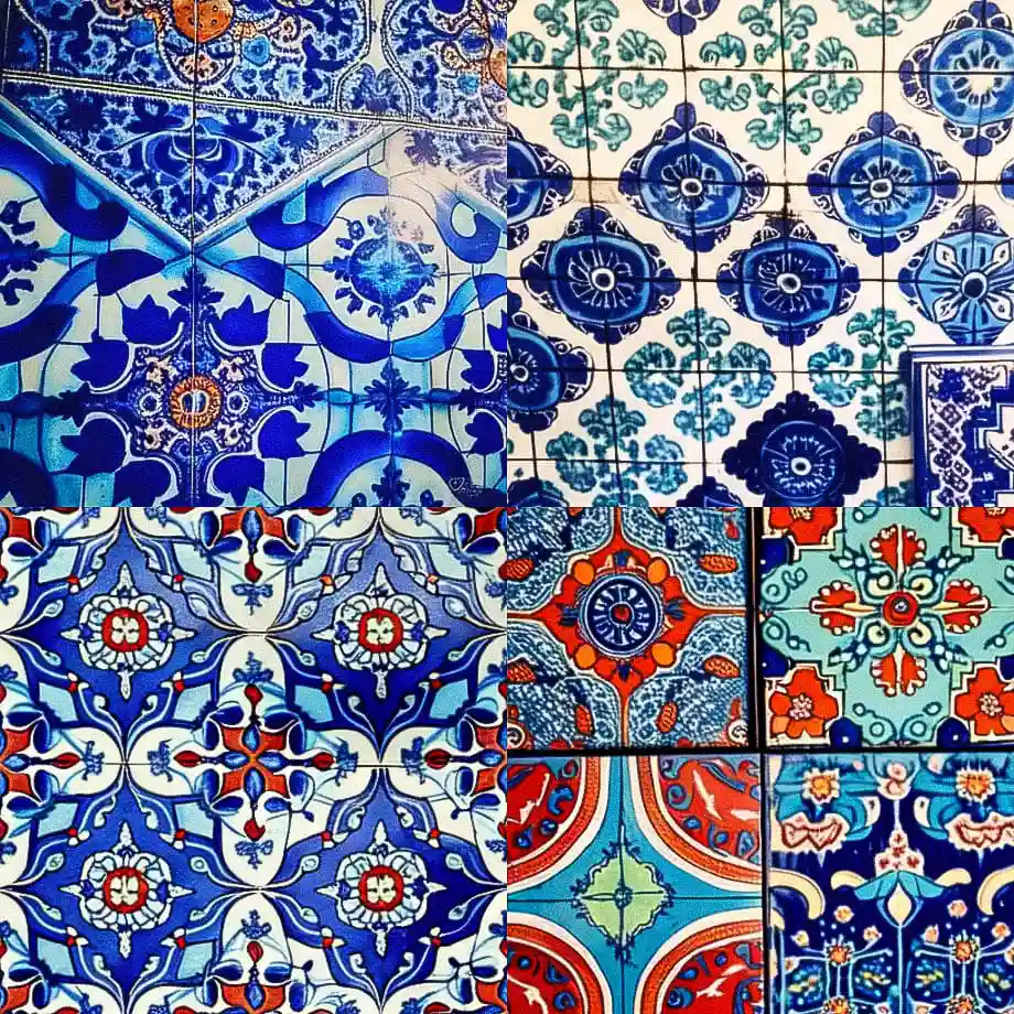 伊兹尼克瓷砖 iznik tiles风格midjourney AI绘画作品 -伊兹尼克瓷砖 iznik tiles风格midjourney AI绘画作品