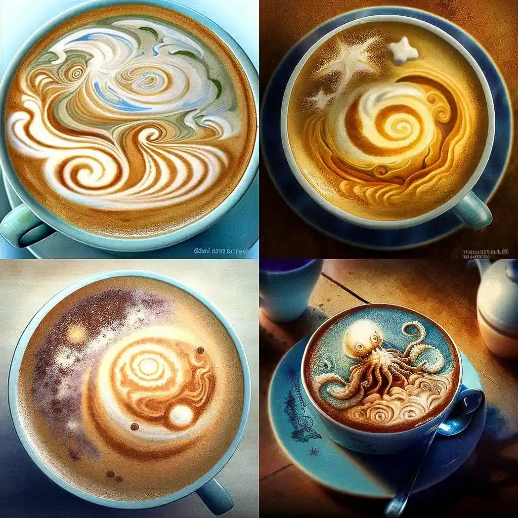 拿铁艺术 latte art风格midjourney AI绘画作品 -拿铁艺术 latte art风格midjourney AI绘画作品
