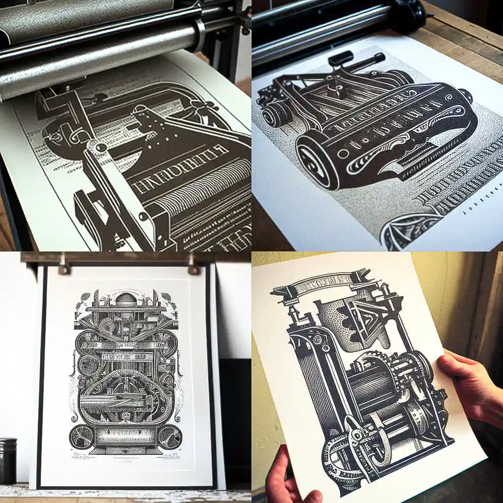 -凸版印刷 letterpress print风格midjourney AI绘画作品