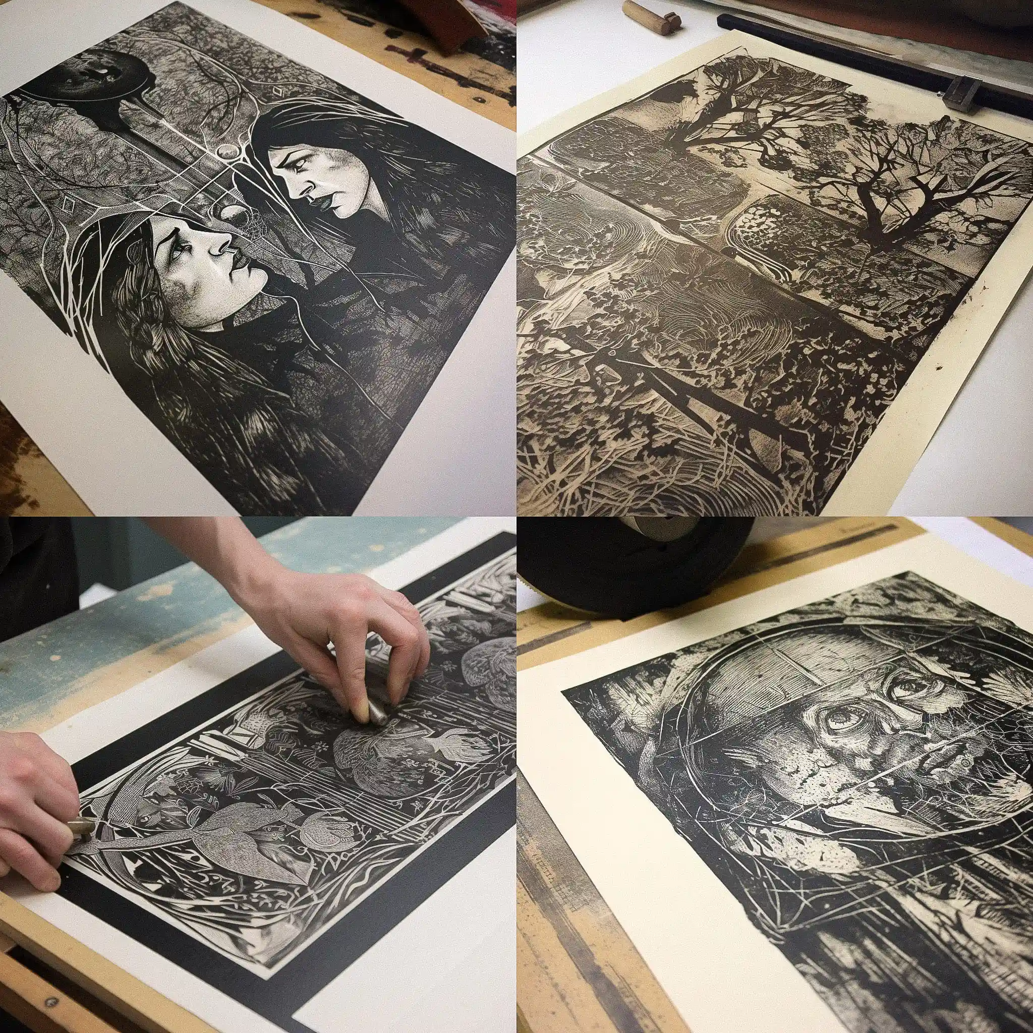 -平版印刷 lithography print风格midjourney AI绘画作品